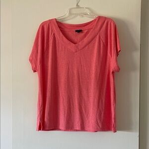 Talbots Vibrant Coral V-Neck Short Sleeve Tee